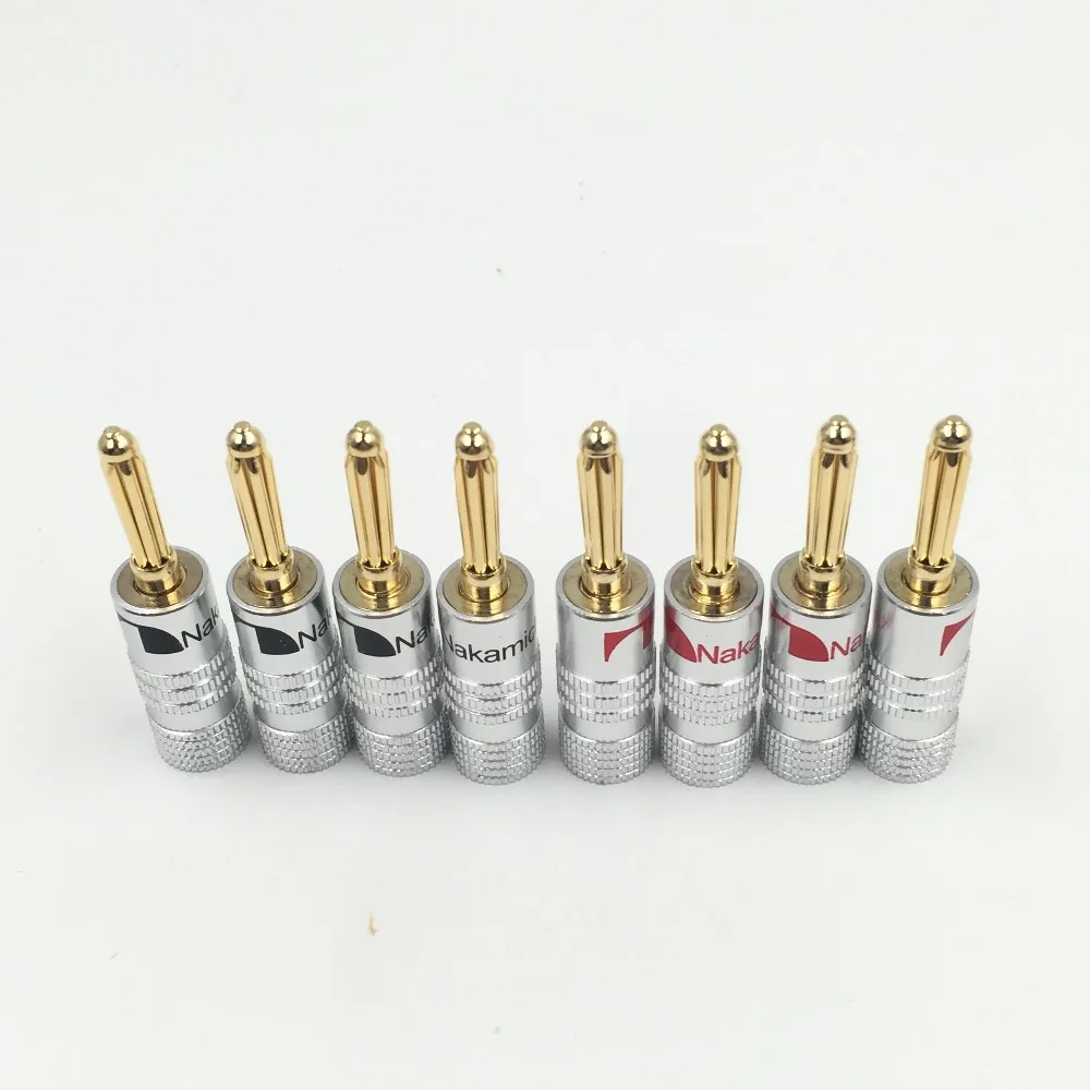 

8pcs/lot New High quality 24K Gold Nakamichi Speaker Banana Plugs pure copper Audio Jack Connector Free Drop Shipping