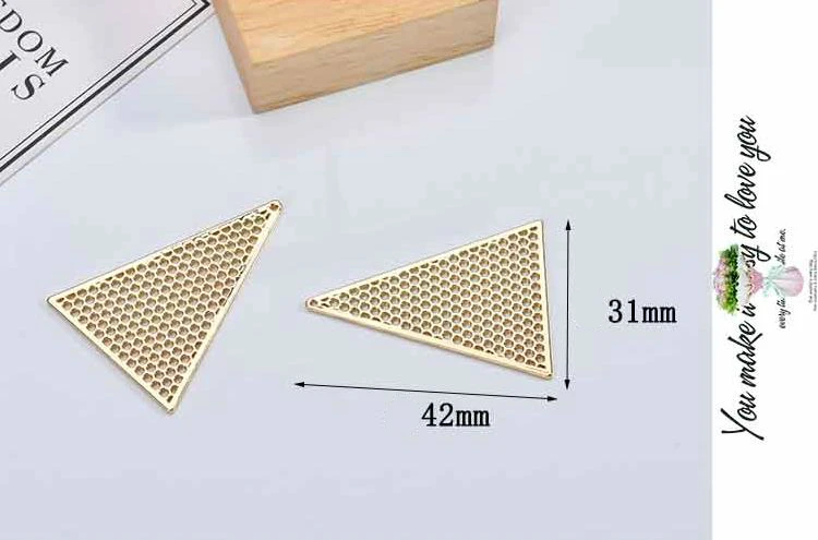 DIY ювелирные изделия для ушей, сплав, простые геометрические выдолбленные листья, треугольные круглые серьги, материал, кулон, 6 штук