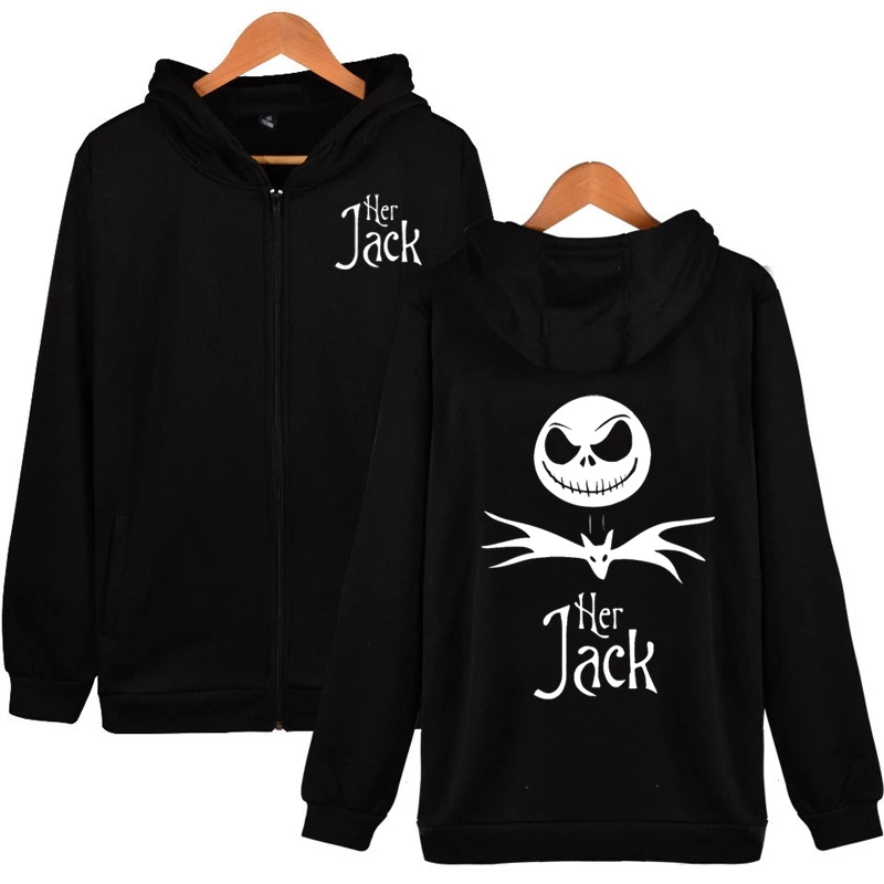 Jack 1 Осень Джек и Салли пара толстовки на молнии Скеллингтон Хэллоуин Кошмар перед новогодние куртки для мужчин и женщин пара худи - Цвет: Jack 1