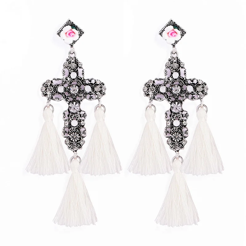 New vintage retro cross tassel dangle earring women girl jewelry E0068 | Украшения и аксессуары
