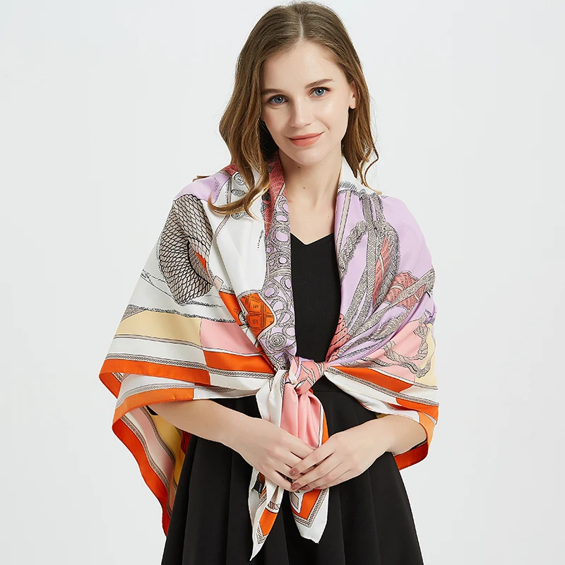 [FEILEDIS] 2019 Женские Большие шали с принтом палантины квадратная бандана роскошный