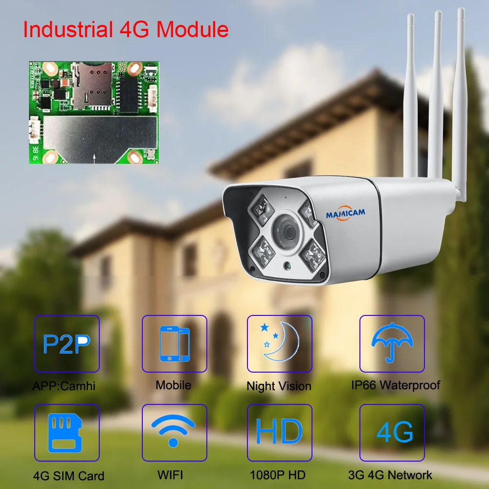 1080P HD 3g 4G SIM Камера 1080P беспроводная Wi-Fi IP цилиндрическая камера s CCTV, монитор безопасности, видео запись, для улицы