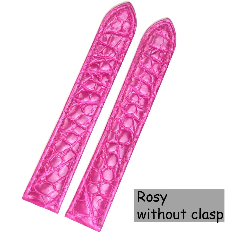 Rosy without Clasp Pesno из крокодиловой кожи круглый зерно Смотреть Band 17 мм розовый бордовый Для женщин Аксессуары для часов подходит для CARTIER Tank rontond - Цвет ремешка: Rosy without Clasp