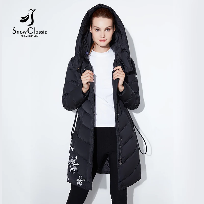 Snowclassic 2018 Spring and Autumn Женское печатное хлопковое верхнее пальто с модной и теплой