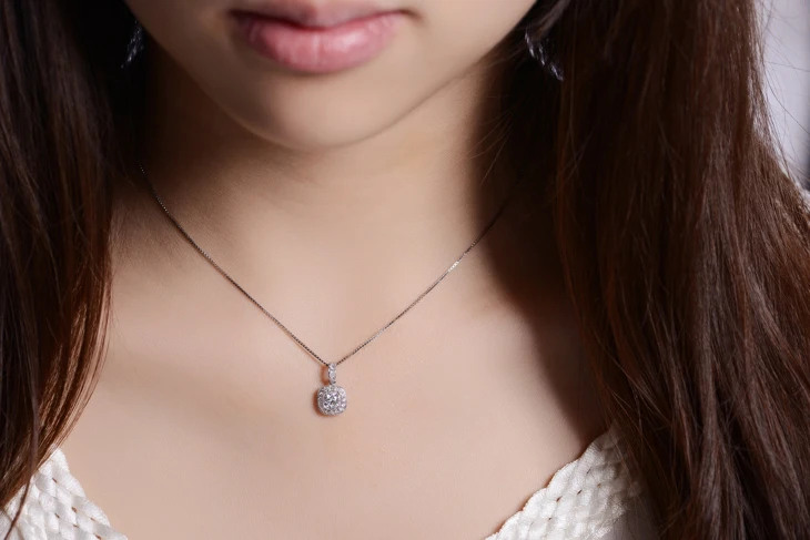 ZOCAI 0 74 CT F G/SI 100% натуральный подлинный бриллиант 18K кулон из белого золота с