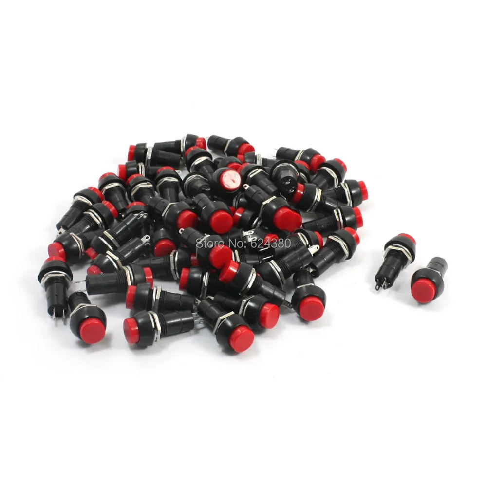 PBS 11 красный круглый Мгновенный кнопочный переключатель SPST OFF/(ON) NO N/O 2 Pin 12 мм 0 7