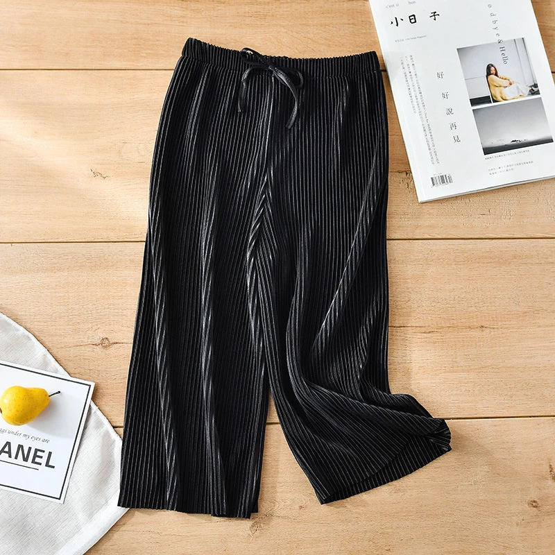 Summer Girl Wide Leg Pant Toddler Kids Casual Loose Trouser Child Pleated Chiffon Pants Teenage Girls Clothing Leggings 12 13 14