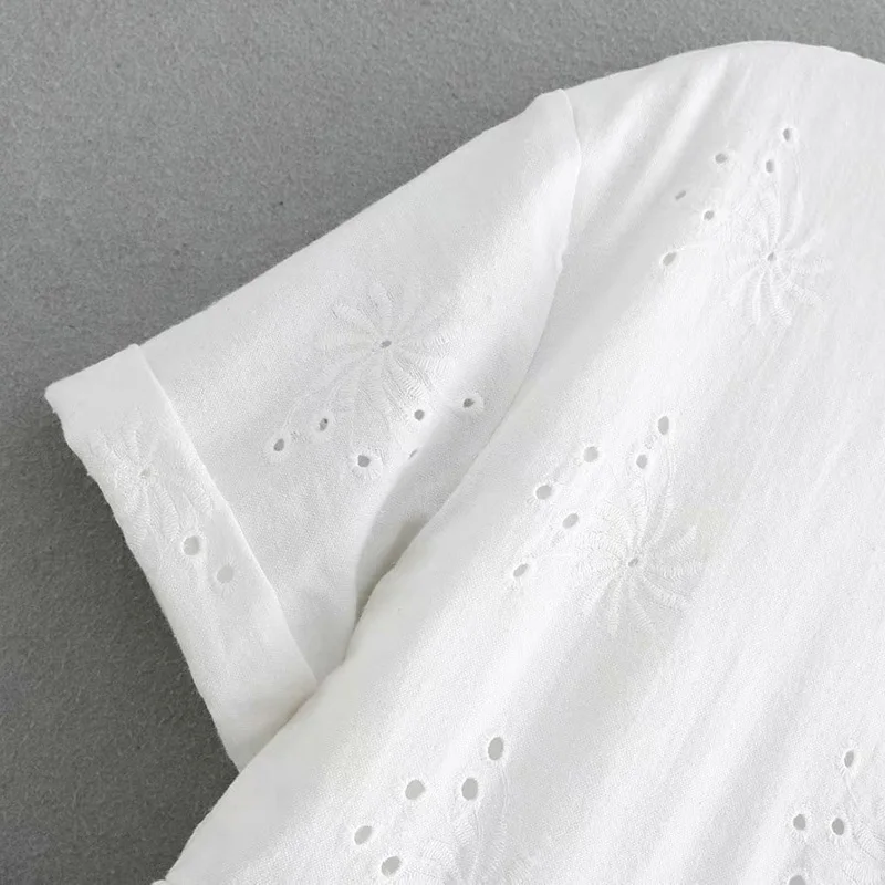 Женское винтажное платье с вышивкой и пуговицами летнее элегантное рубашка