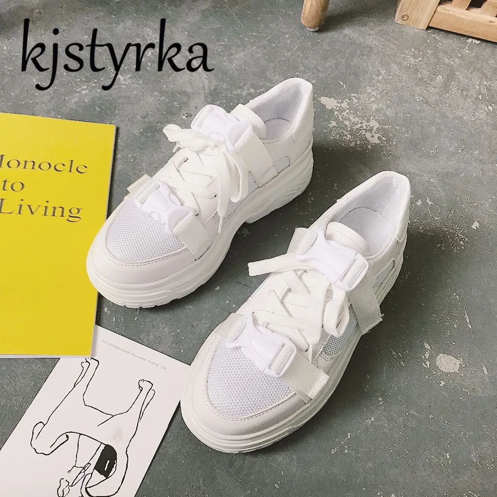 Kjstyrka/2018 сезон весна лето Новинка стильные дышащие удобные женские кроссовки из