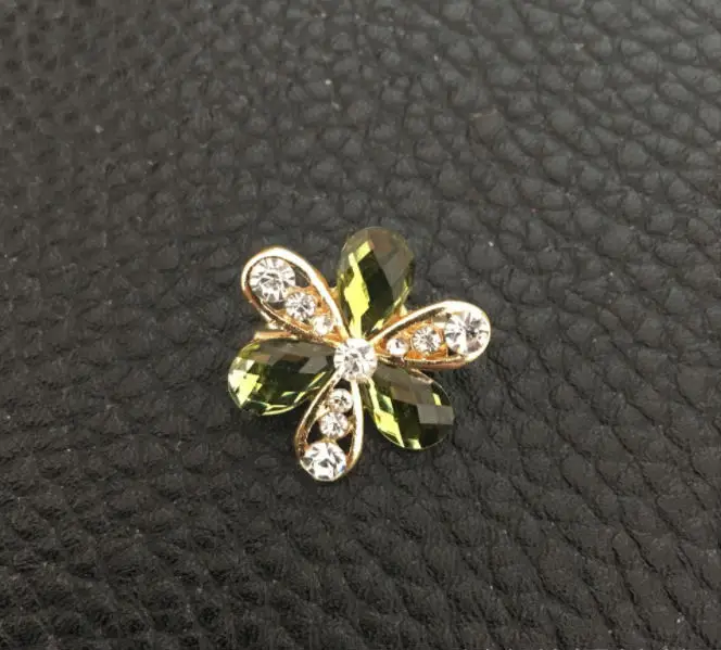 gold green Маленькие милые лепестки брошь с малой Заколкой акриловая брошь мусульманский Сплав Брошь Кнопка ювелирные изделия - Окраска металла: gold green