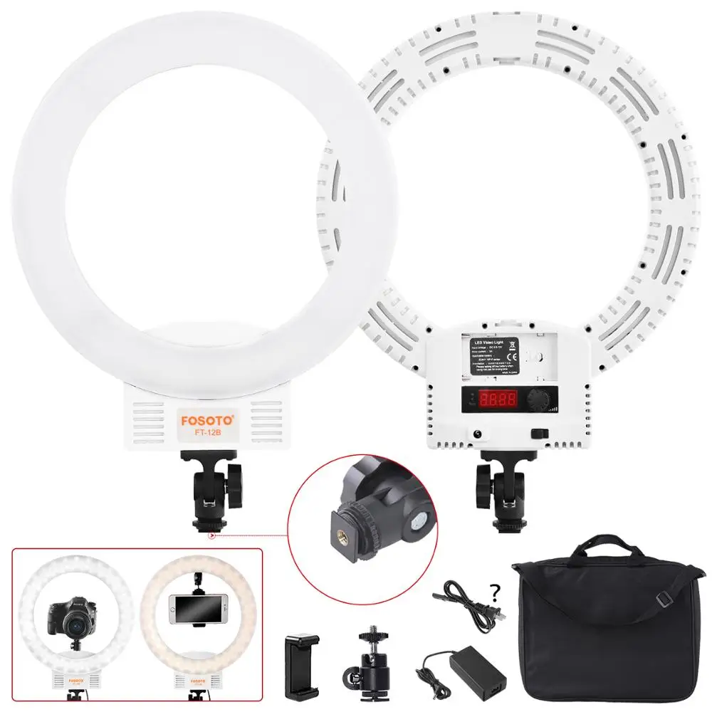 Fosoto FT-12B двухцветное фотографическое освещение 3 Горячий башмак 3200-5600K 240 светодиодов селфи кольцо лампа для телефона камеры Видео Фото макияж