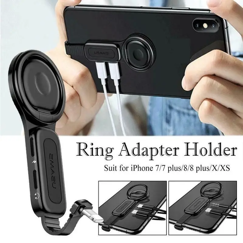 Двойной регулируемый IOS аудио и зарядный адаптер держатель для сотового телефона