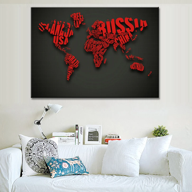 1 шт. креативные карты с буквенным принтом картины на холсте абстрактные красные