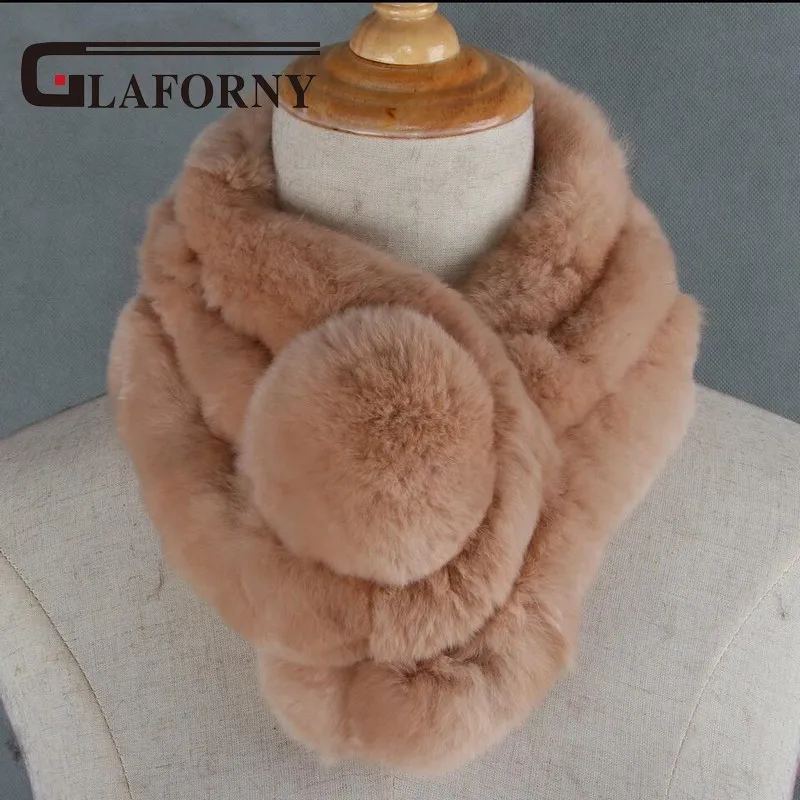 Женский шарф Glaforny зимний теплый из меха Бобра и кроличьей шерсти оптовая