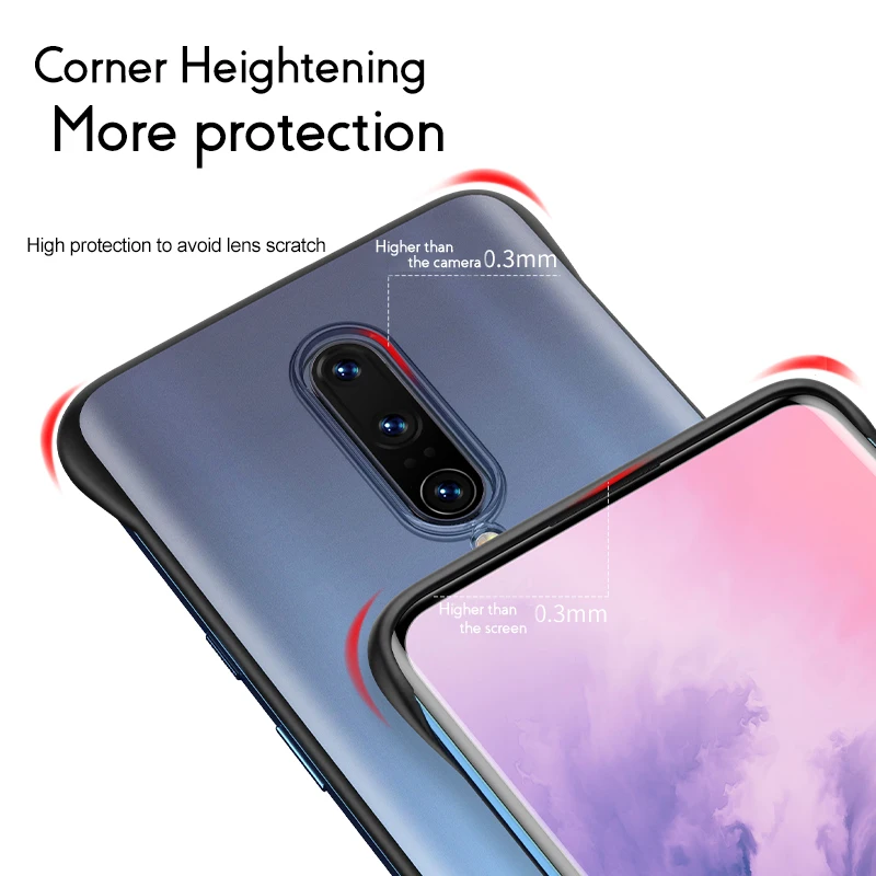Тонкий Бескаркасный чехол для Oneplus 7 Pro тонкий прозрачный силиконовый Край Матовый Жесткий противоударный чехол для OnePlus 7 полуобернутый чехол