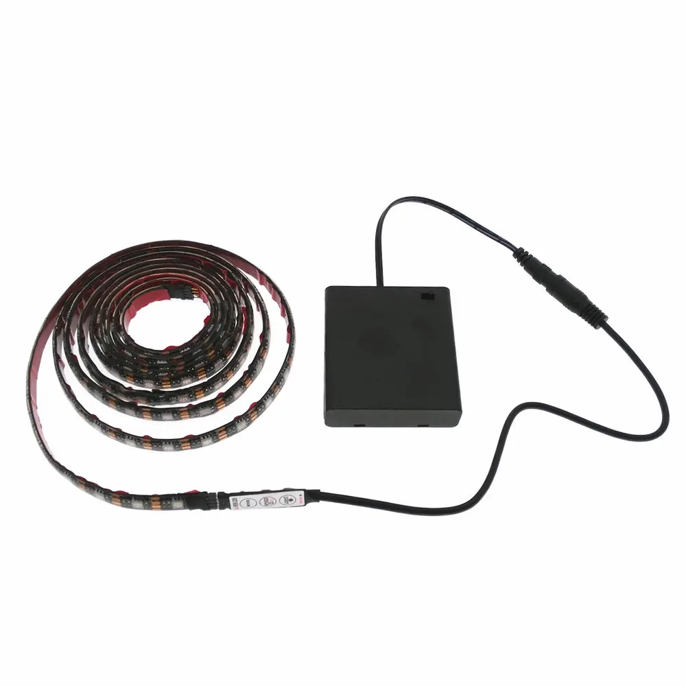 Светодиодная лента с аккумулятором 5050 RGB черная печатная плата IP20/IP65