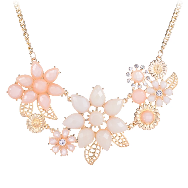 Bijoux collier femme 2015 Мода Цветок Ожерелье Элегантный Ювелирные Изделия Золото Колье