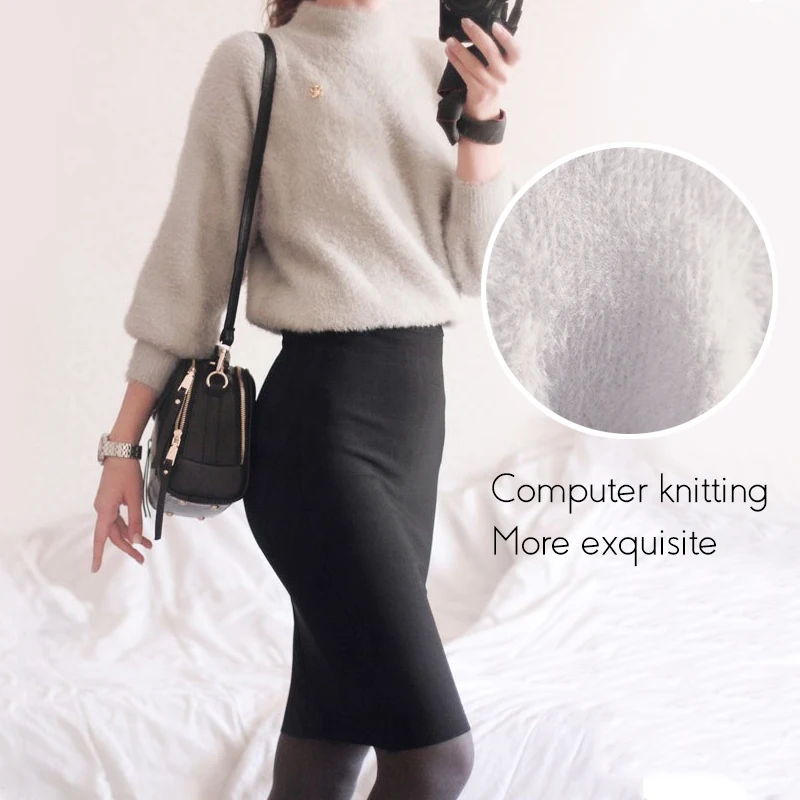 2017 новая зимняя повседневная Фонарь рукавом свободные толстый свитер женский