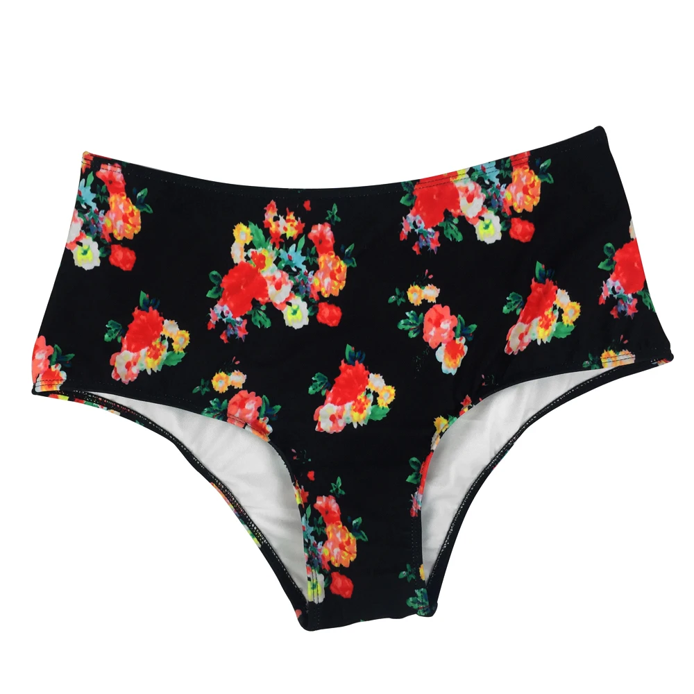 Черный цветочный принт сексуальный двухсекционный костюм размера плюс