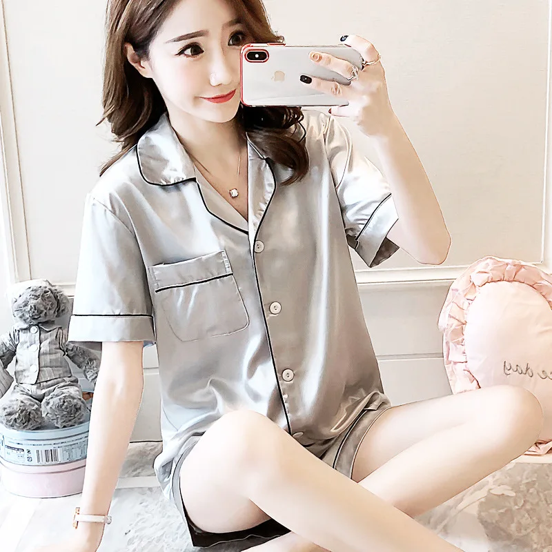 Шелковая пижама Smmoloa Женская однотонная атласная одежда для сна влюбленных