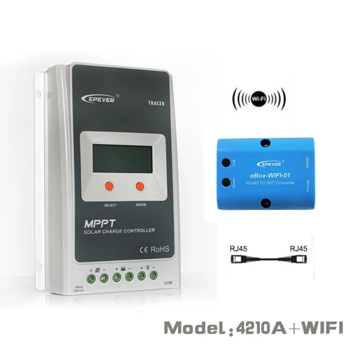 Tracer 4210AN 40A MPPT Контроллер заряда 12 В в В 24 ЖК дисплей EPEVER регулятор MT50 Wi Fi Bluetooth PC связь мобильное приложение - Цвет: Add WIFI