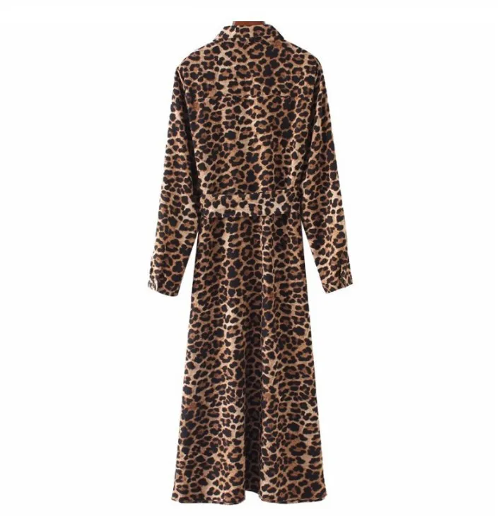 Женское винтажное длинное платье рубашка Повседневное до щиколотки со змеиным