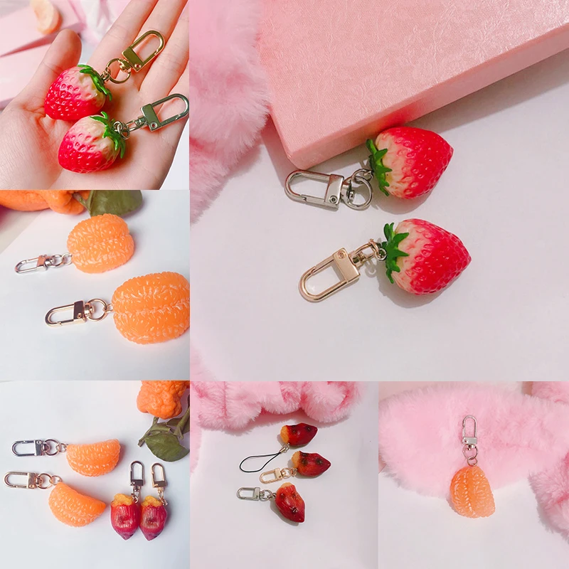 Модная красная клубника оранжевый прекрасный Шарм кулон кошелек сумка