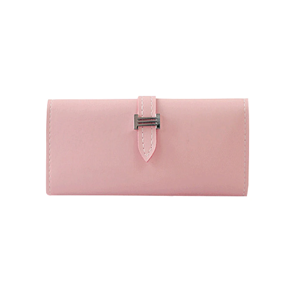 Light Pink Женский сплошной цвет кожаный длинный Чехол-Бумажник для телефона с отделениями для карт держатель клатч кошелек сумка - Цвет: Light Pink