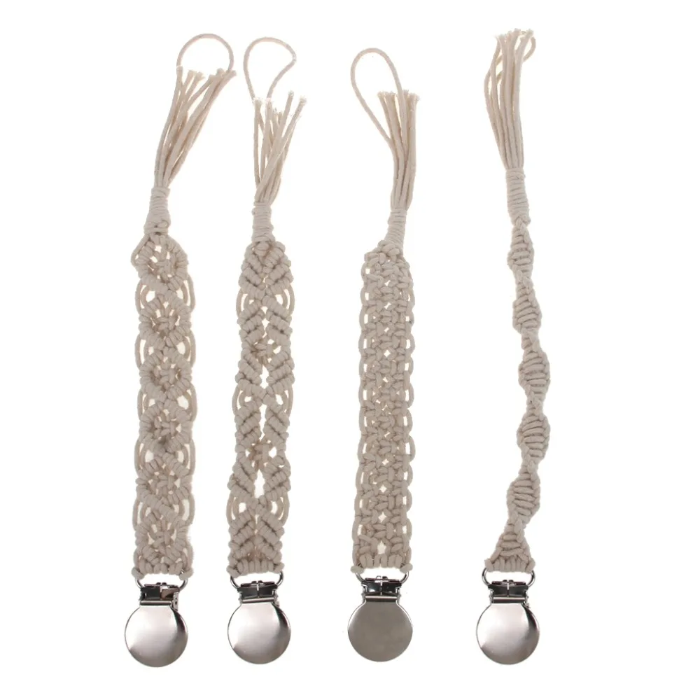 Детская винтажная вязаная крючком хлопковая пустышка с зажимами на цепочке