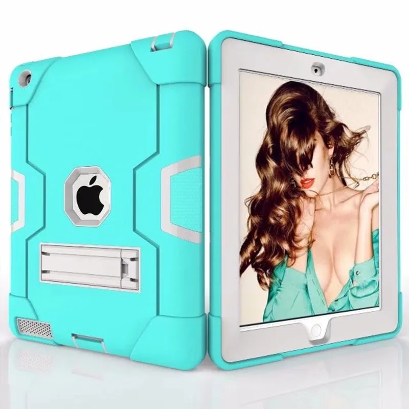 Mint Grey Чехол-накладка для apple ipad Air 2, подставка для планшета, противоударный, сверхпрочный, защитный, кожаный, резиновый, Гибридный чехол для ipad 6 9,7, чехол для планшета - Цвет: Mint Grey