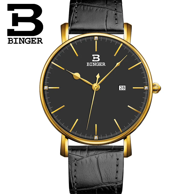 Men watch 05 Бренд БИНГЕР часы для мужчин женщин модные повседневные спортивные часы классические кожаные мужские кварцевые наручные часы Relogio Masculino Feminino - Цвет: Men watch 05