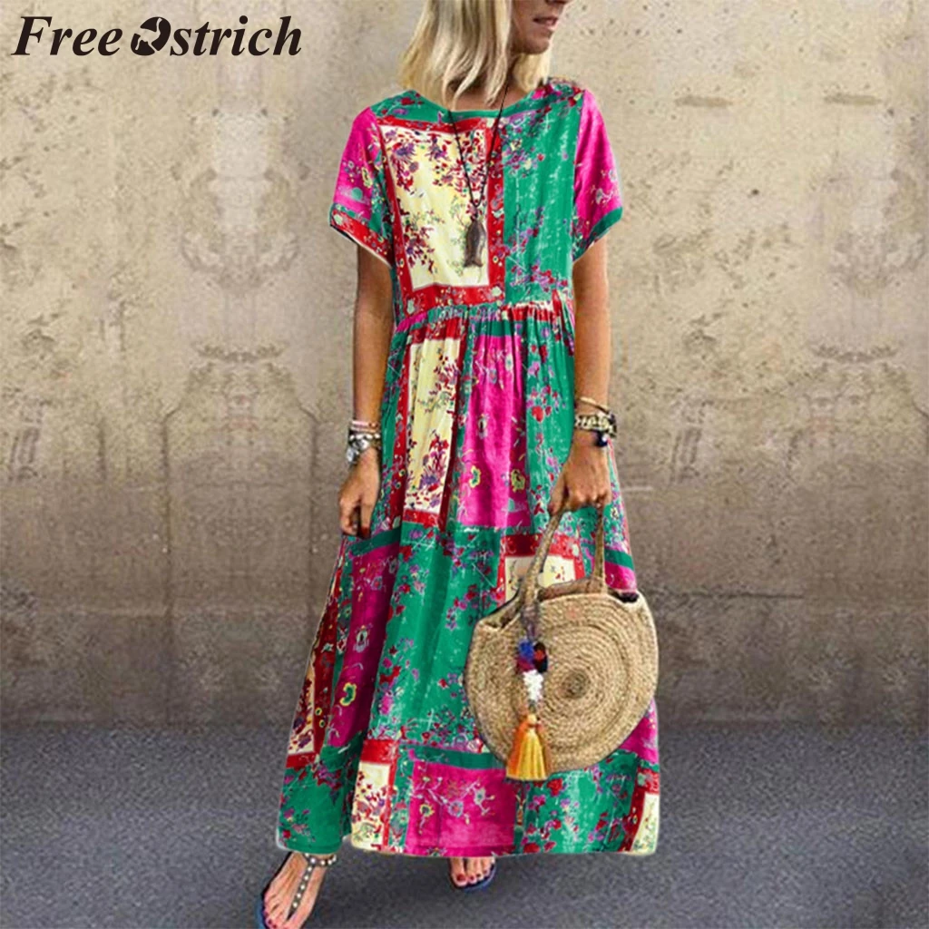 Свободное страусиное платье для женщин элегантное изящное длинное летнее
