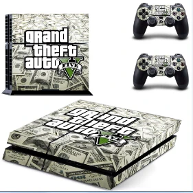 GTA 5 дизайн виниловые наклейки в виде Фотообоев c переводными картинками кожи PS4 консоли Крышка для Playstation 4 Slim консоли наклейки для тела+ 2 шт. контроллер защитный скины - Цвет: DPTM0793