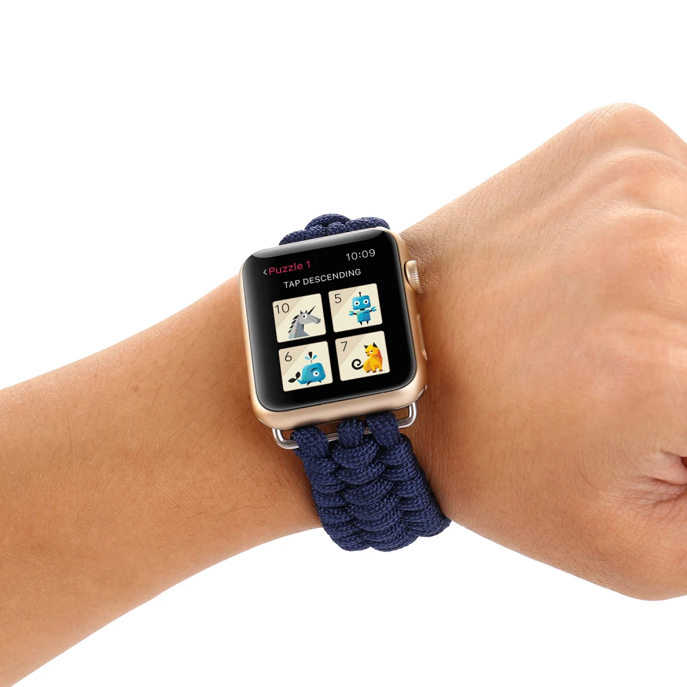 Ремешок нейлоновый Плетеный для Apple Watch Band 42 мм 38 40 44 тактический Браслет