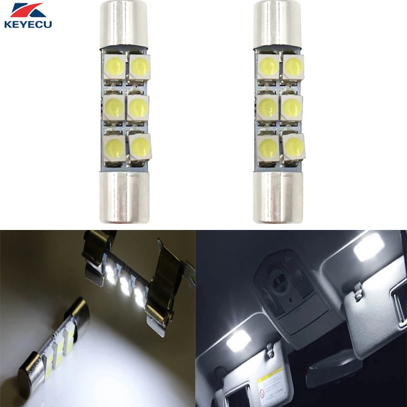 KEYECU 2 шт. белые 6 SMD 29 мм 3528 Светодиодный Сменные лампы для автомобиля