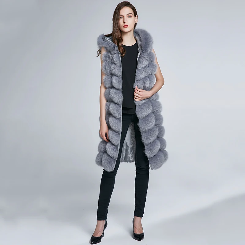 100% Natural Real Fox Fur Coat Removable Winter Warm Fox Vest  Longer Section  JKP new Fox Fur Women enlarge