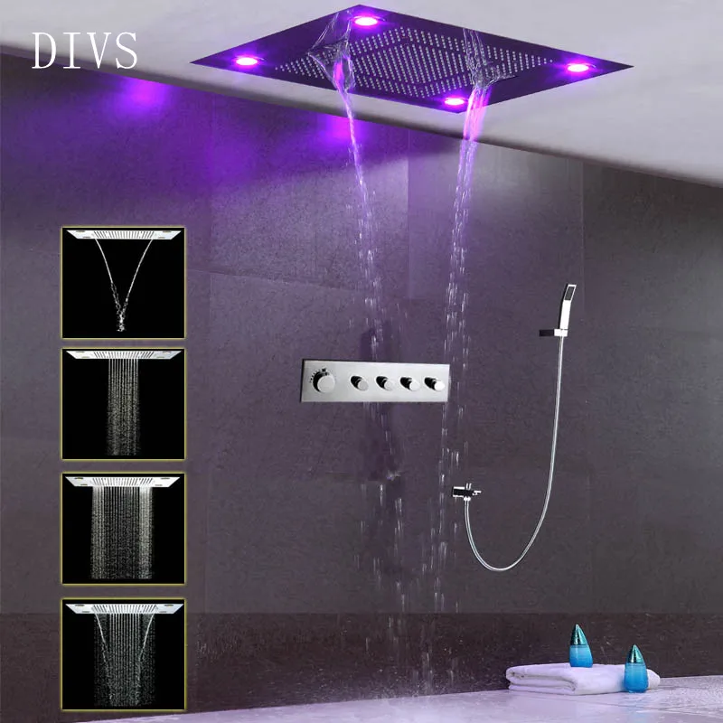 Набор для душа современный светодиодный Термостатический с большим потоком