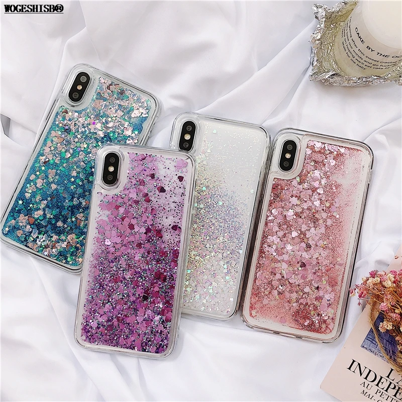 Чехол с жидким сыпучим песком для iPhone X XR XS MAX блестящий чехол телефона 6 6S 7 8 Plus 5