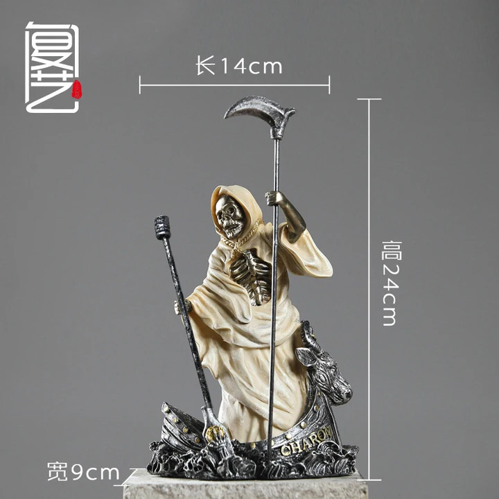 grim Reaper Винтажная римская Скульптура солдата, греческая мифологическая фигура, ретро декоративная статуя, средневековая доспехи, статуя Божья статуя, полимерная кукла, Декор - Цвет: grim Reaper