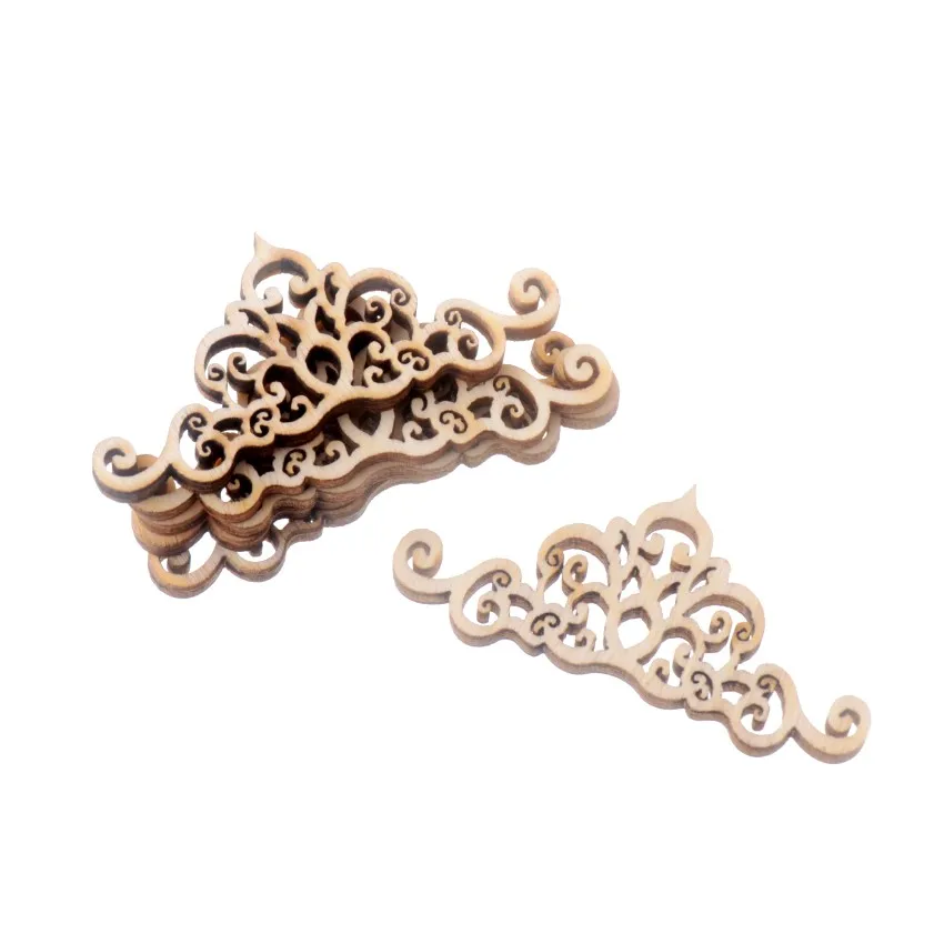 Best Quality 10Pcs Flatback Wood Craft Decoration Promotions Scrapbooking Embellishments Flower Styles Pendants | Дом и сад