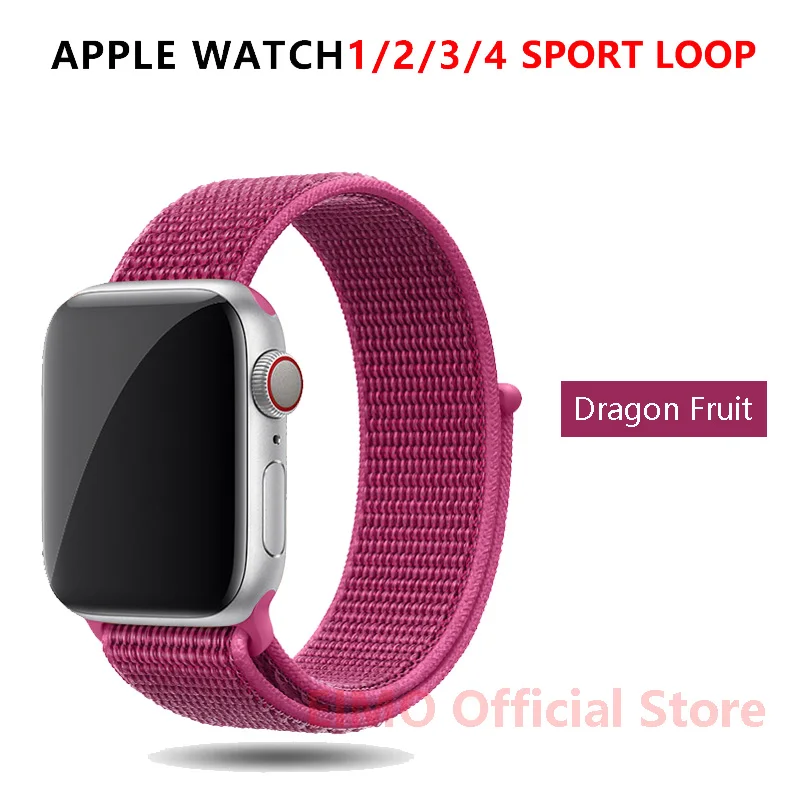 Dragon Fruit EIMO ремешок для Apple Watch ремешок 44 мм 40 мм Apple Watch 4 5 3 2 1 iwatch ремешок 42 мм 38 мм Спортивная петля нейлоновая петля браслет ремешок для часов - Цвет ремешка: Dragon Fruit