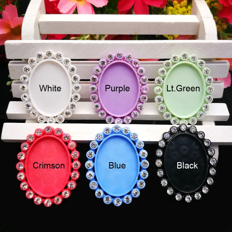 

30pcs/Lot Inner 25x18mm Multicolor Oval Shap Flatback Resin Cameo Frame Setting Rhinestone Flatback Cabochon DIY Craft Accessory