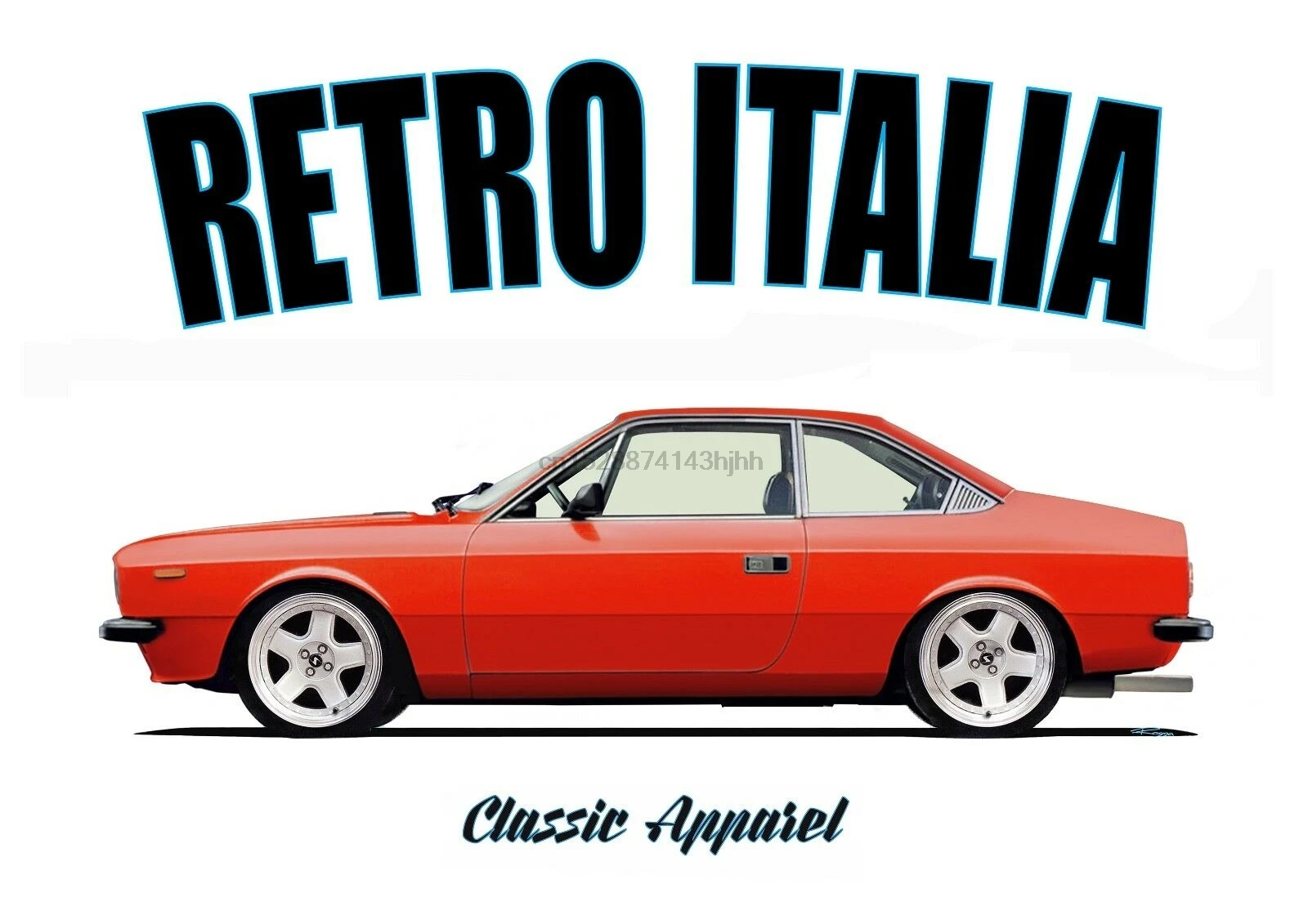 LANCIA BETA COUPE t-shirt. RETRO ITALIA. CLASSIC CAR. MODIFIED CAR