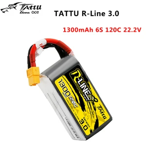 Аккумулятор TATTU R-LINE Версия 3,0 1300 мАч 120C 22,2 V 6S Lipo, батарея XT60 с разъемом для радиоуправляемого дрона FPV Racing Racer