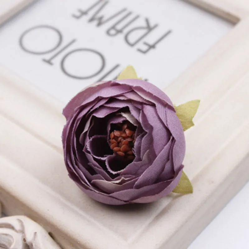 Light Purple 5 шт./лот, 5 см, шелковые розы, пионы, искусственные цветы для рождества, дома, вечерние, свадебные украшения, сделай сам, венок, гирлянда, цветок для рукоделия - Цвет: Light Purple