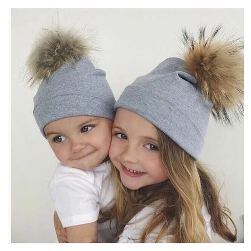 Модная теплая зимняя шапка для новорожденных с искусственным кроличьим мехом