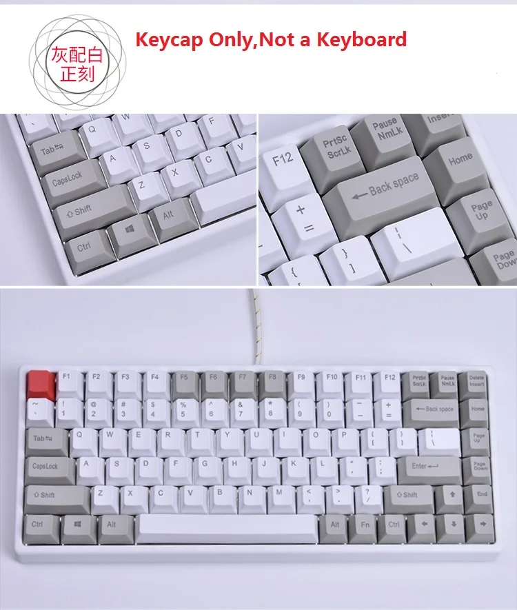 White gray top print Keycool 84 мини механическая клавиатура PBT keycap mini84 компактная игровая клавиатура с боковой печатью клавиши Ретро Dolch cherry mx - Цвет: White gray top print
