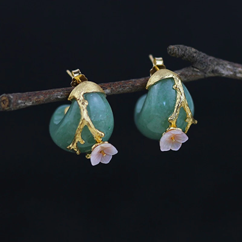 Женский ювелирный комплект из серебра 925 пробы с кольцом и серьгами|flower jewelry