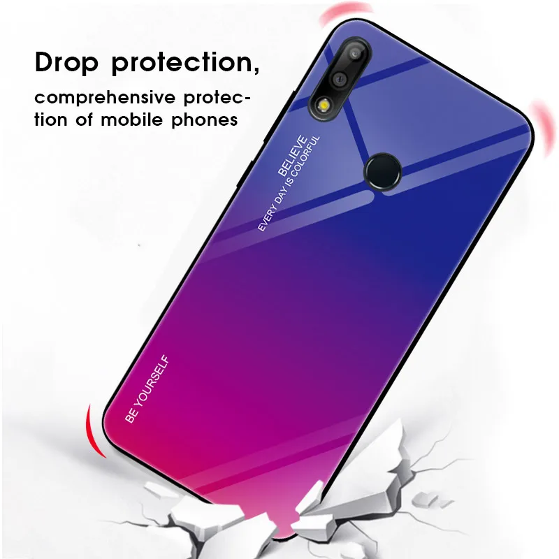 Градиентные чехлы из закаленного стекла для телефонов ASUS Zenfone Max Pro M2 M1 ZB602KL ZB601KL