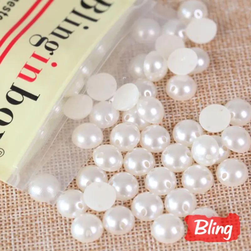 8 размеров бежевого цвета из пластика ABS имитация полукруглых жемчужин Для